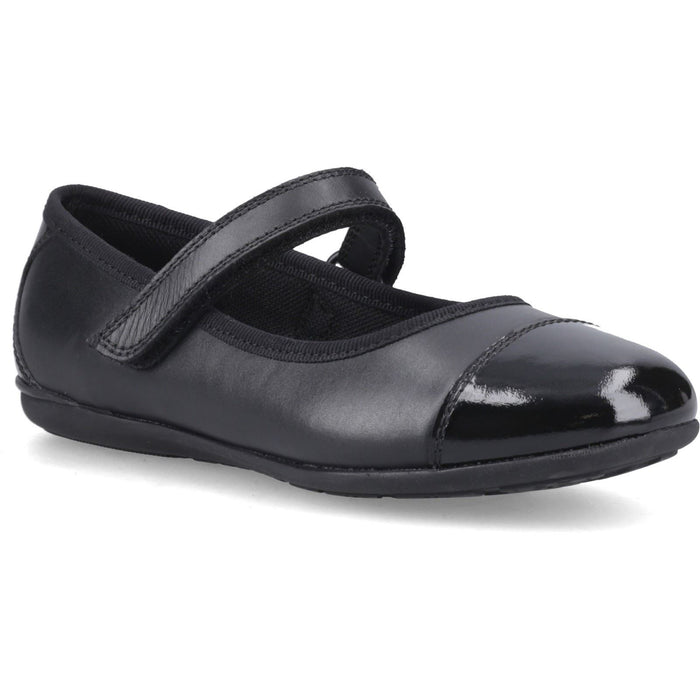 Hush Puppies Lottie Ballerina Jnr Leather Black Shoes