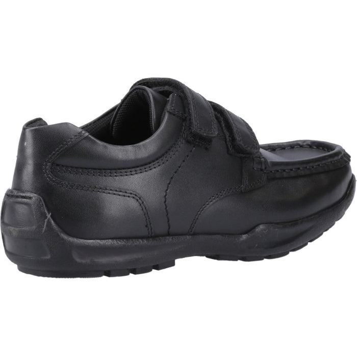 Hush Puppies Maddox Touch Fastening Leather Youth Black Shoes