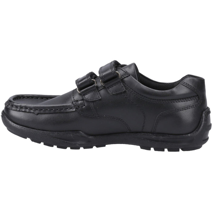 Hush Puppies Maddox Touch Fastening Leather Youth Black Shoes