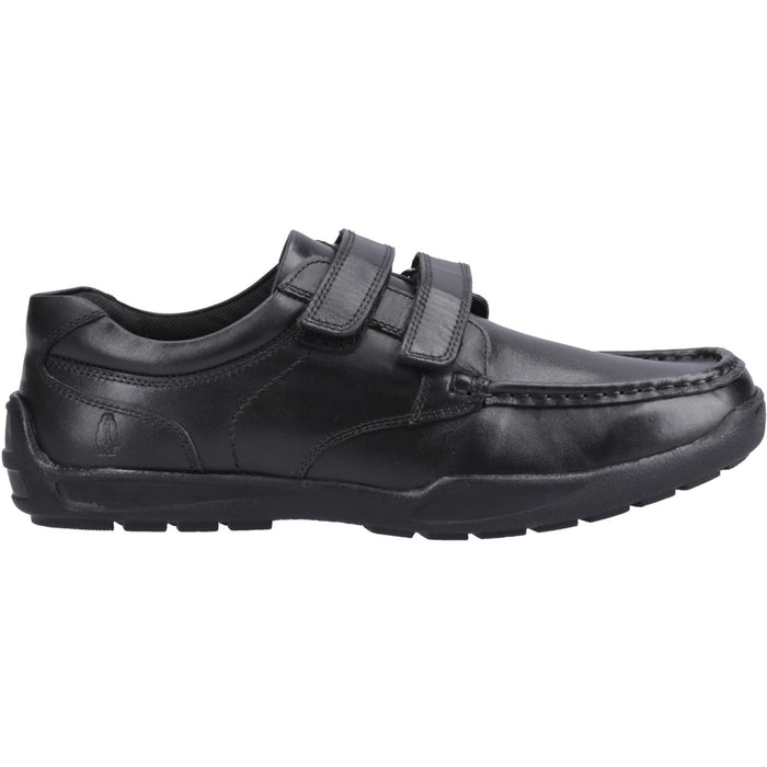 Hush Puppies Maddox Touch Fastening Leather Youth Black Shoes