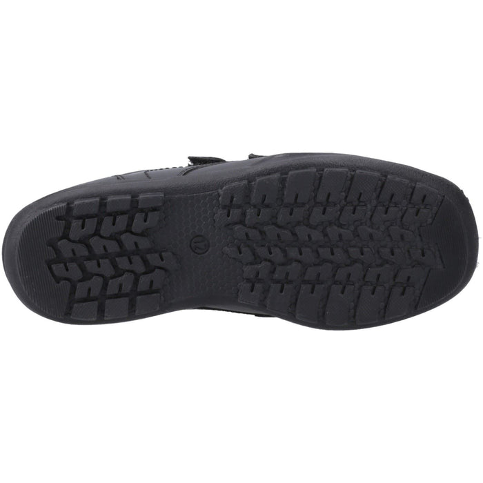 Hush Puppies Maddox Touch Fastening Leather Youth Black Shoes