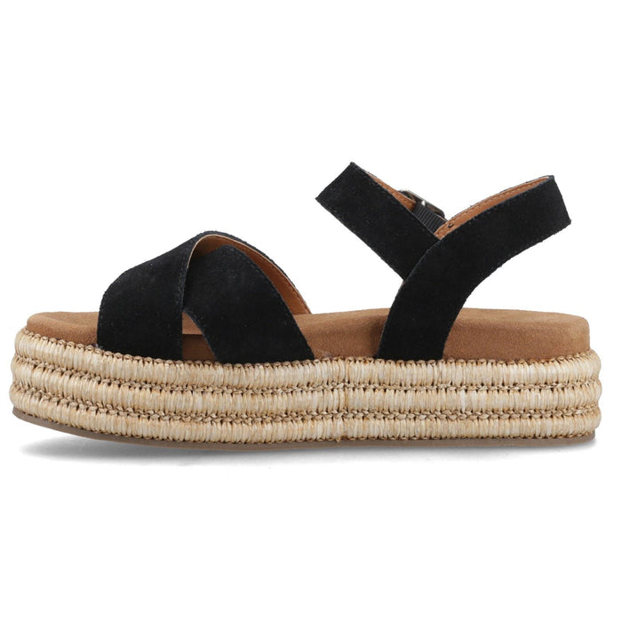 Hush Puppies Rosa Rafia Sandal Leather Women's Black Sandals