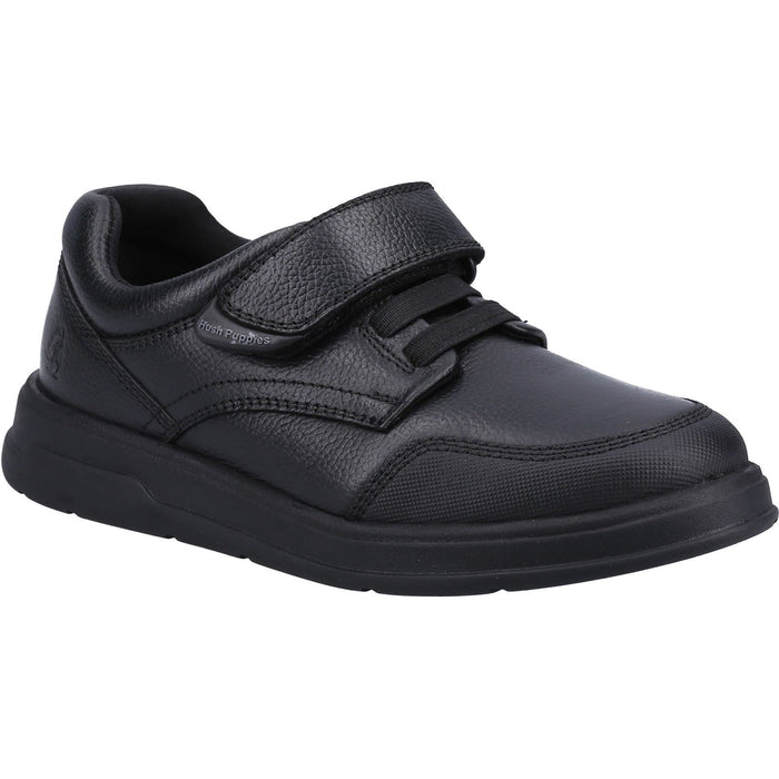 Hush Puppies Rowan Leather Youth Boy's Black Lace-Up Shoes