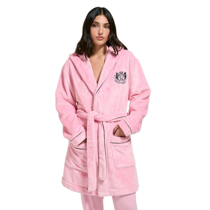 Juicy Couture Crest Robe Polyester Women's Pink Loungewear Robe