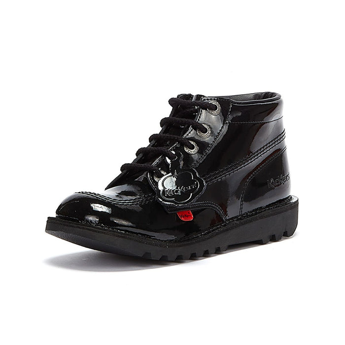 Kickers Youth Kick Hi Black Patent Shoes