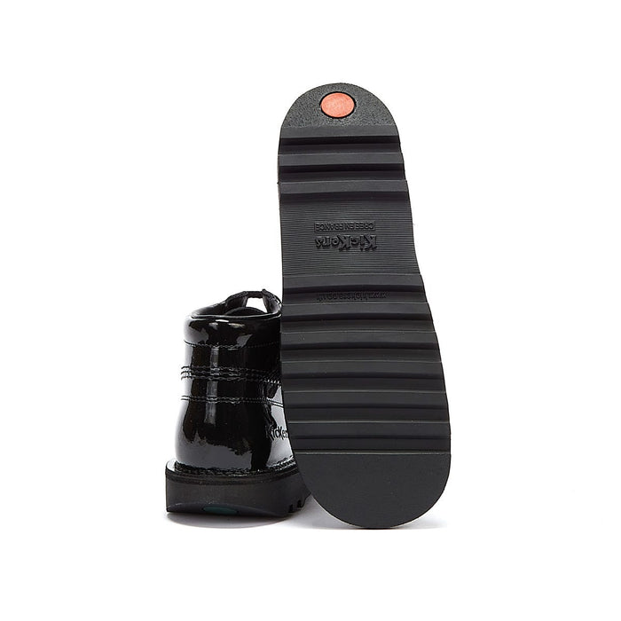 Kickers Youth Kick Hi Black Patent Shoes