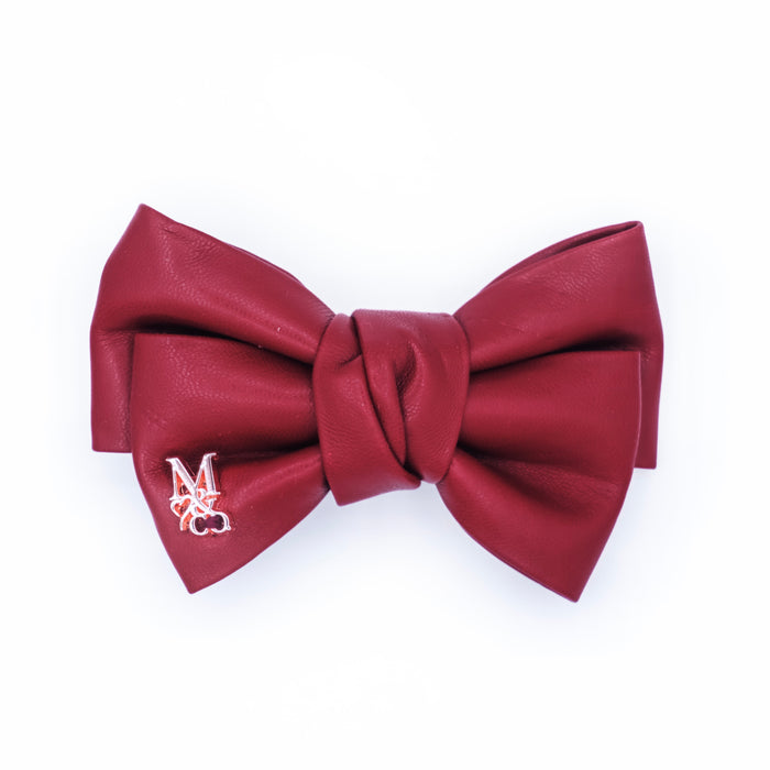 Leather Bow: Maroon Red