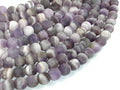 Matte Amethyst Beads, Matte Dog Tooth Amethyst, Round, 8mm-BeadBasic