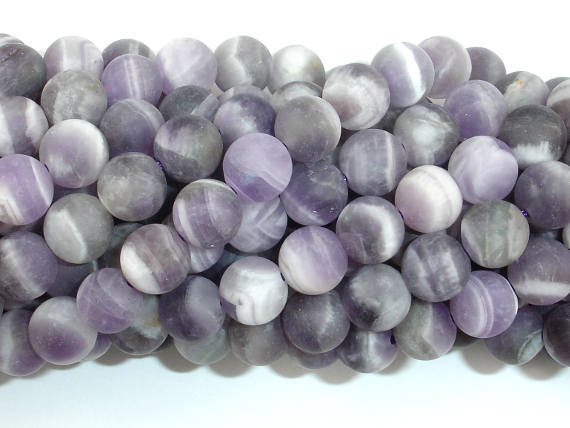 Matte Amethyst Beads, Matte Dog Tooth Amethyst, Round, 8mm-BeadBasic