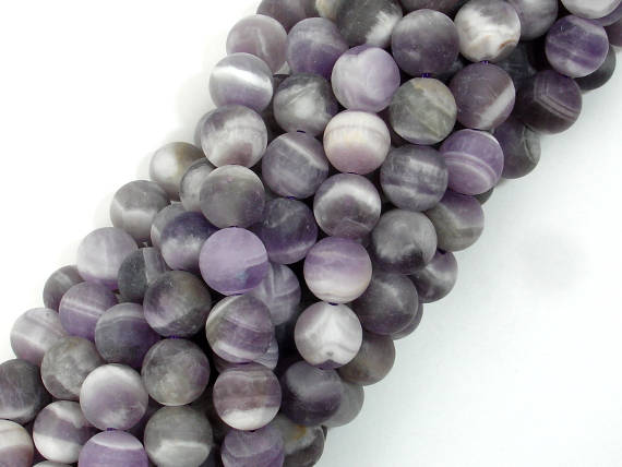 Matte Amethyst Beads, Matte Dog Tooth Amethyst, Round, 8mm-BeadBasic