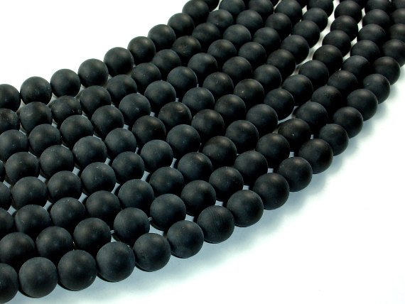 Matte Black Onyx Beads, Round, 10mm-BeadBasic