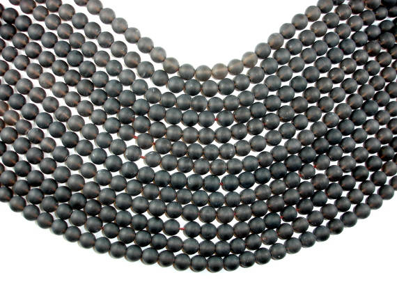 Matte Smoky Quartz Beads, 8mm Round Beads-BeadBasic