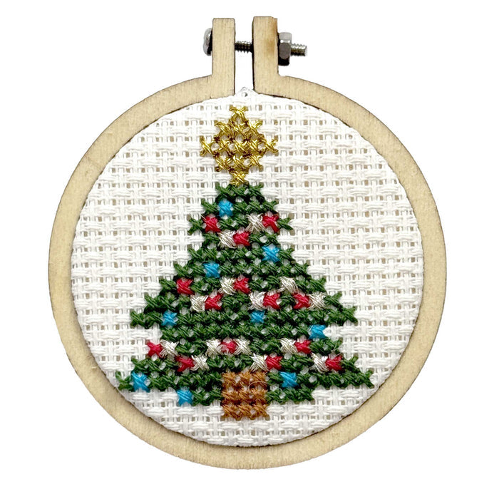 Mini Matchbox Cross Stitch Kit - Christmas Tree-Stitched Modern