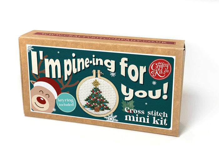 Mini Matchbox Cross Stitch Kit - Christmas Tree-Stitched Modern