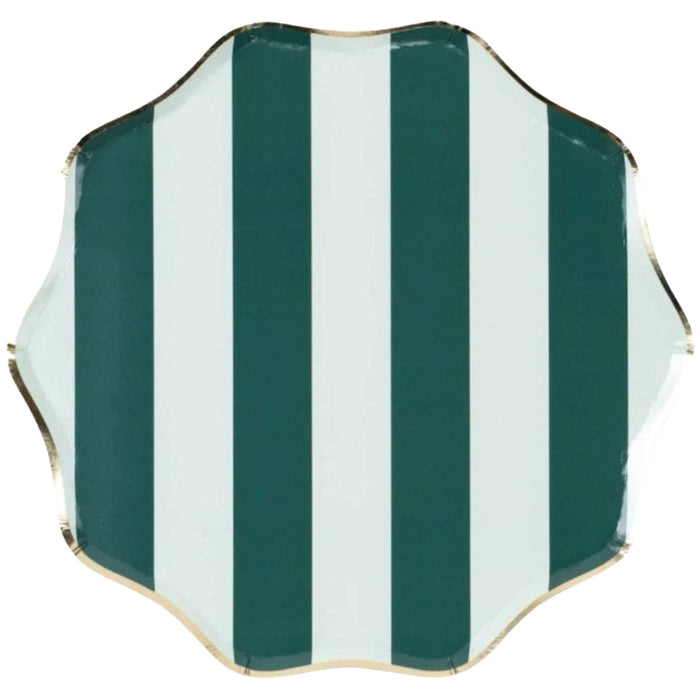Mint & Green Holiday Stripes Paper Dinner Plates 10.5" - bubblegum market