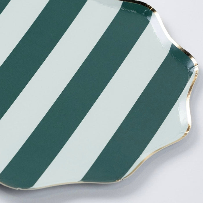 Mint & Green Holiday Stripes Paper Dinner Plates 10.5" - bubblegum market