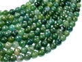 Moss Agate Beads, 8mm, Green, Faceted Round Beads-BeadBasic
