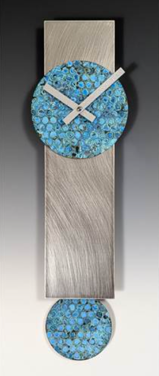 Narrow Steel and Verdi Pendulum Clock