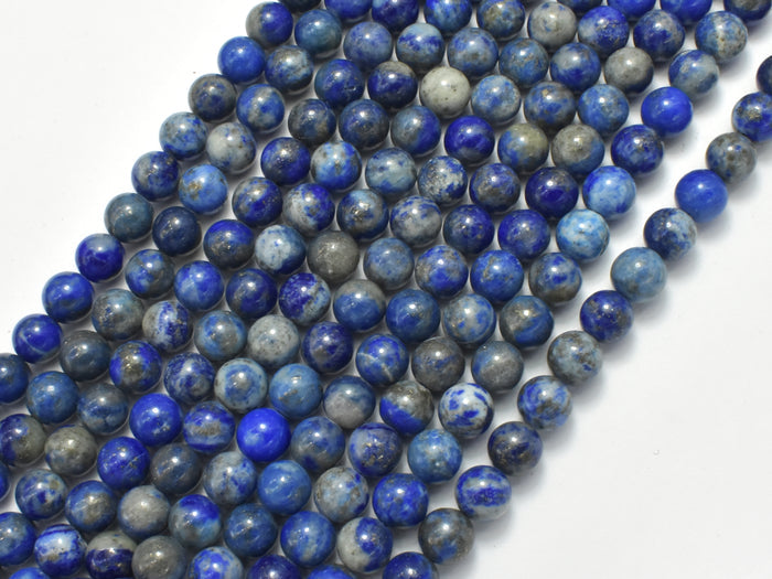 Natural Lapis Lazuli, Blue 6mm Round Beads-BeadBasic