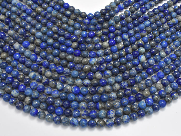 Natural Lapis Lazuli, Blue 6mm Round Beads-BeadBasic