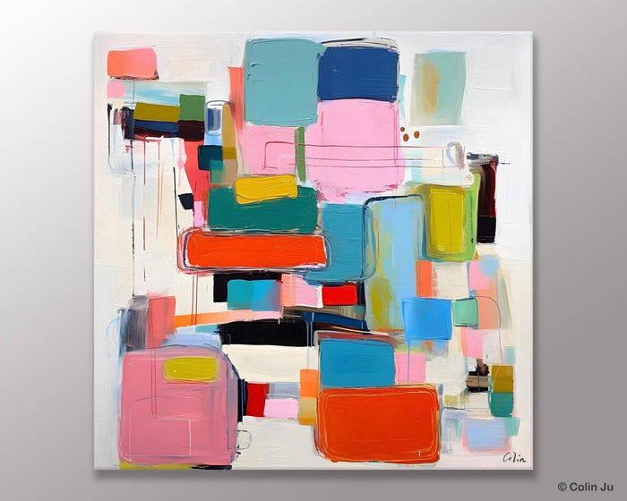 Original Abstract Wall Art, Geometric Modern Acrylic Art, Large Abstract Art for Bedroom, Modern Canvas Paintings, Contemporary Canvas Art-Paintingforhome