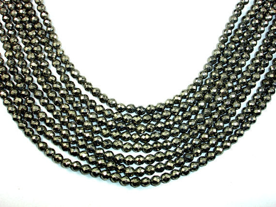Pyrite Beads, Faceted Round, 6mm-BeadBasic