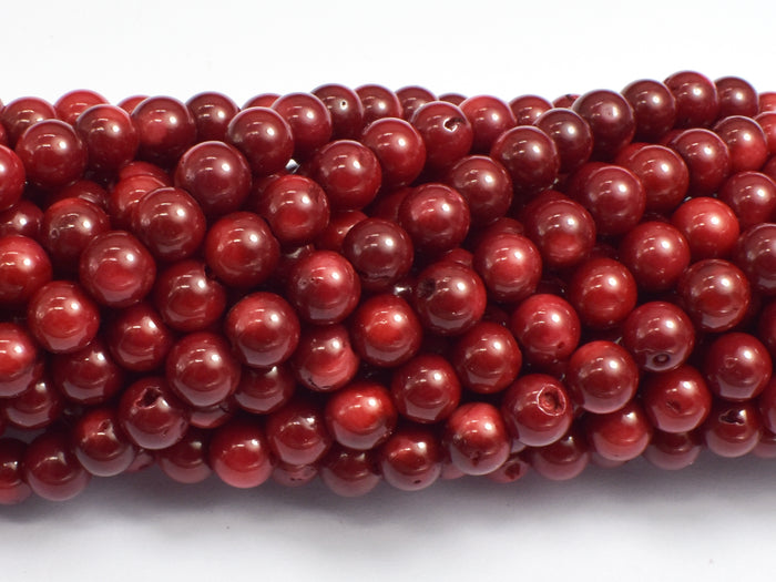 Red Bamboo Coral Beads, Round, 6mm-BeadBasic