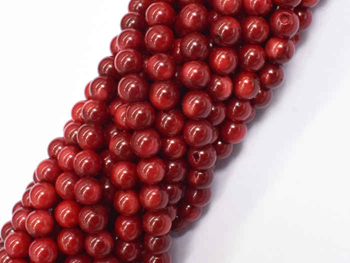 Red Bamboo Coral Beads, Round, 6mm-BeadBasic