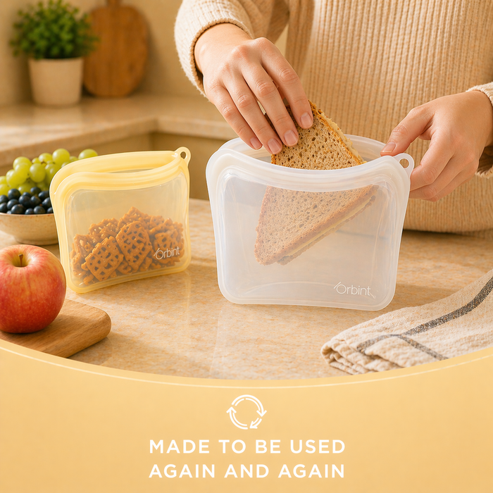 Reusable Silicone Food Storage Bags – Leakproof Freezer Bags  20oz - White