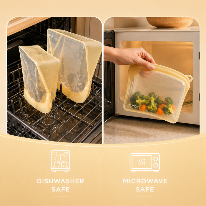Reusable Silicone Food Storage Bags – Leakproof Freezer Bags 40oz - White