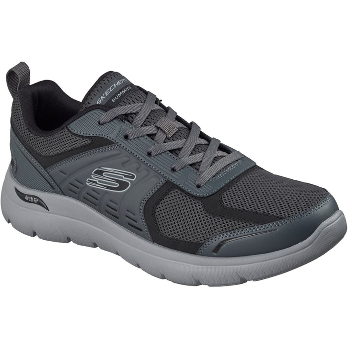 Skechers Arch Fit Summits Leege Men's Charcoal Leather/Mesh/BLK Trim Trainers
