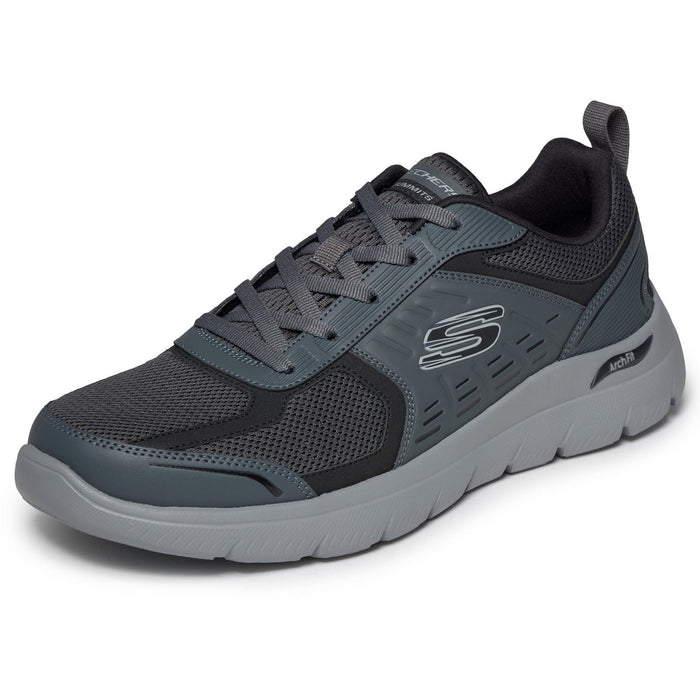 Skechers Arch Fit Summits Leege Men's Charcoal Leather/Mesh/BLK Trim Trainers