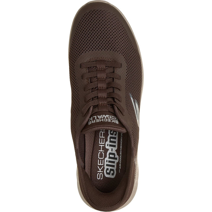 Skechers GO WALK Flex Hands Up Textile Men's Brown Trainers