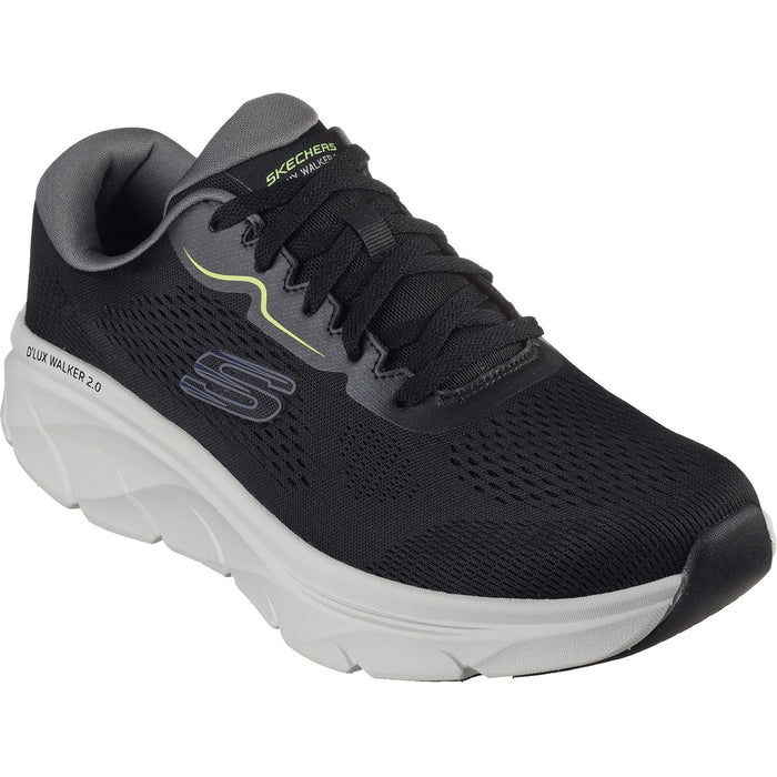 Skechers Mens D'Lux Walker 2.0 232714-BKLM Black /Lime Lace Up Shoes