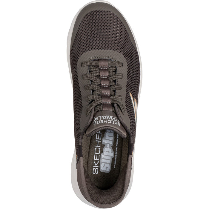 Skechers Mens GO WALK Flex Hands Up 216324-BRN Brown Lace Up Shoes