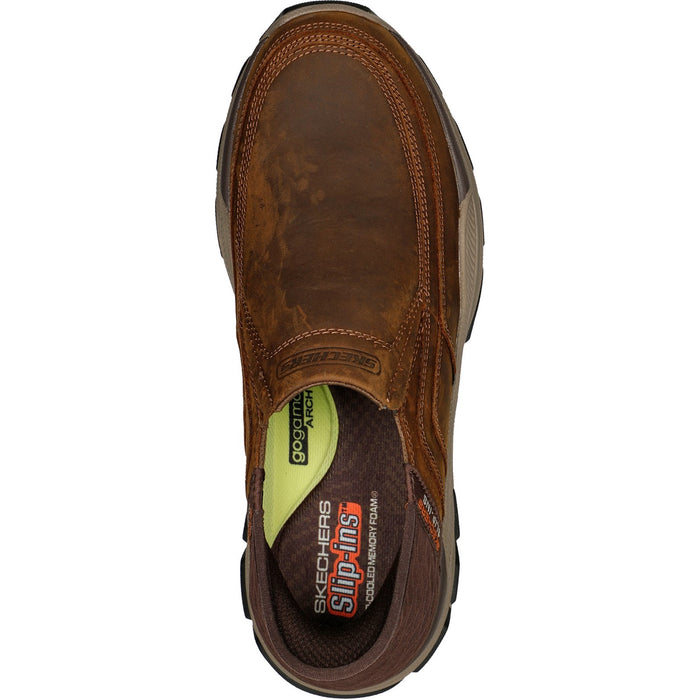 Skechers Mens Respected Elgin 204810-CDB Dark Brown Slip On Shoes