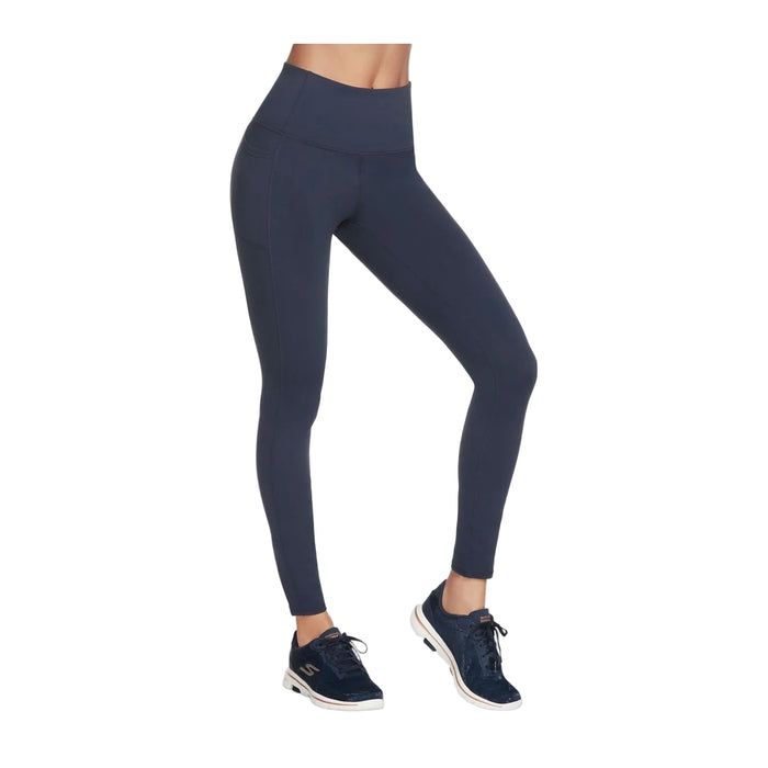 Skechers Performance GOWALK Wear High Waisted Nylon Women's Blue Sports Leggings