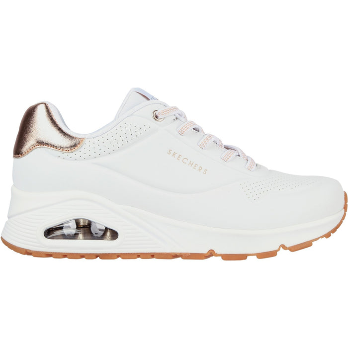 Skechers Womens Uno - Shimmer Away 155196-WHT White Lace Up Shoes