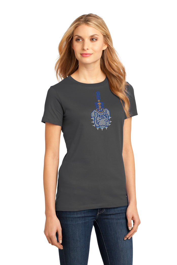 Spike Rhinestones Women’s Perfect Weight ® Tee-Charcoal