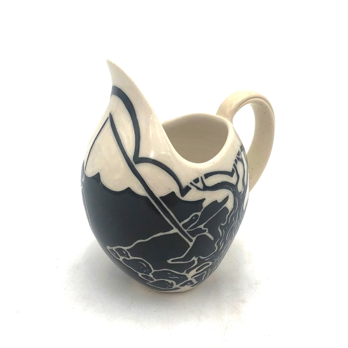 Steph Kates - Cream Pitcher w/ Sgraffito (King of the Fish) #25-12