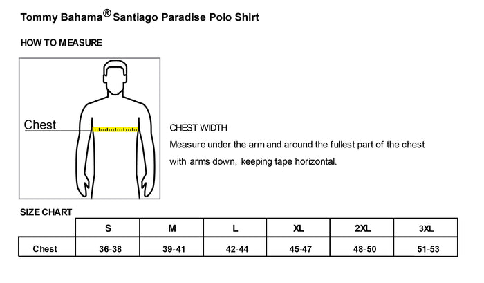The Citadel, Spike Logo, Tommy Bahama® Santiago Paradise Polo - Size Chart