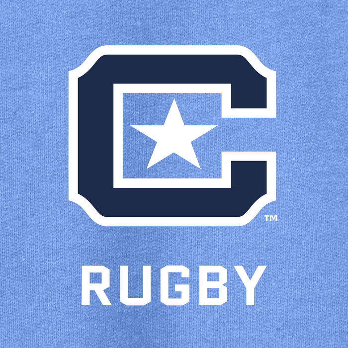 The Citadel Block C Star logo, Club Sports - Unisex Rugby,  Heavy Blend™ Hooded Sweatshirt Carolina Blue