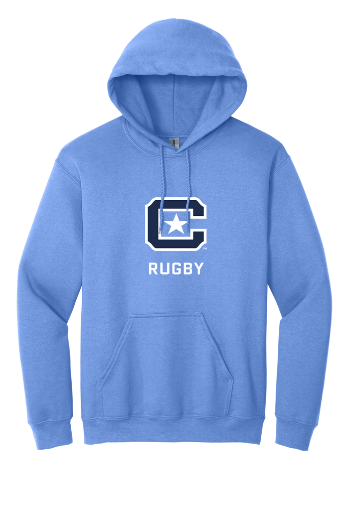 The Citadel Block C Star logo, Club Sports - Unisex Rugby,  Heavy Blend™ Hooded Sweatshirt Carolina Blue