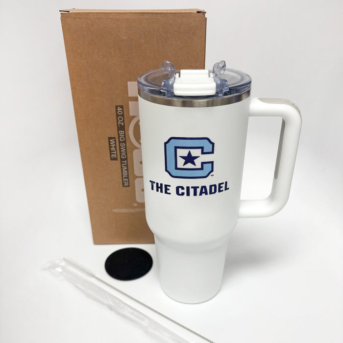 The Citadel, C Star, White  Big Swig Tumbler - 40oz