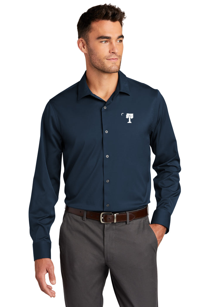 The Citadel Palmetto Long Sleeve Stretch Shirt-Navy