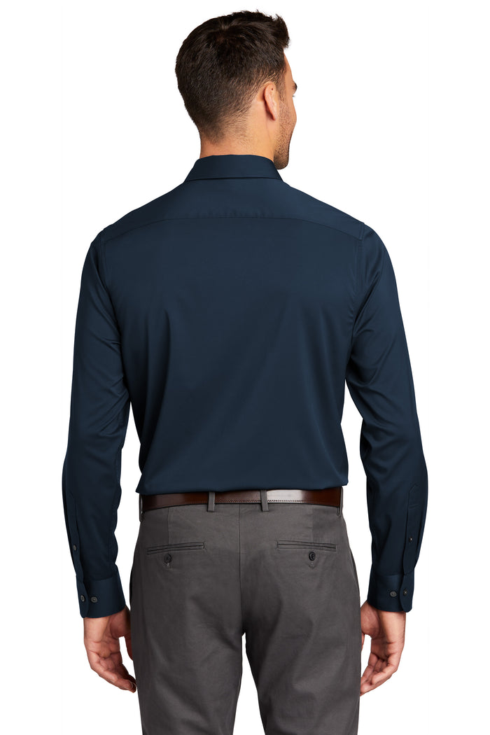 The Citadel Palmetto Long Sleeve Stretch Shirt-Navy-Back