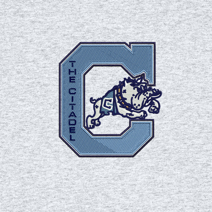 The Citadel, Jumping Bulldog, Stanley/Stella Unisex Knoxer Crewneck Sweatshirt - Cool Heather Grey