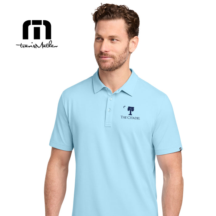 The Citadel, Raised Big Red Logo, TravisMathew Crestview Polo- Dream Blue