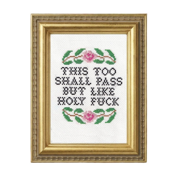 This Too Shall Pass Deluxe Cross Stitch Kit - bubblegum market