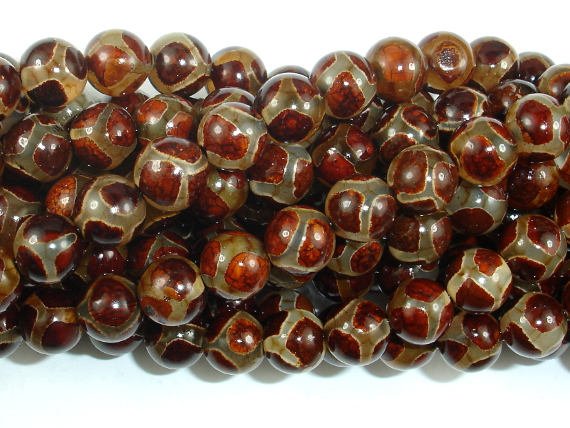 Tibetan Agate Beads, 8mm Round Beads-BeadBasic